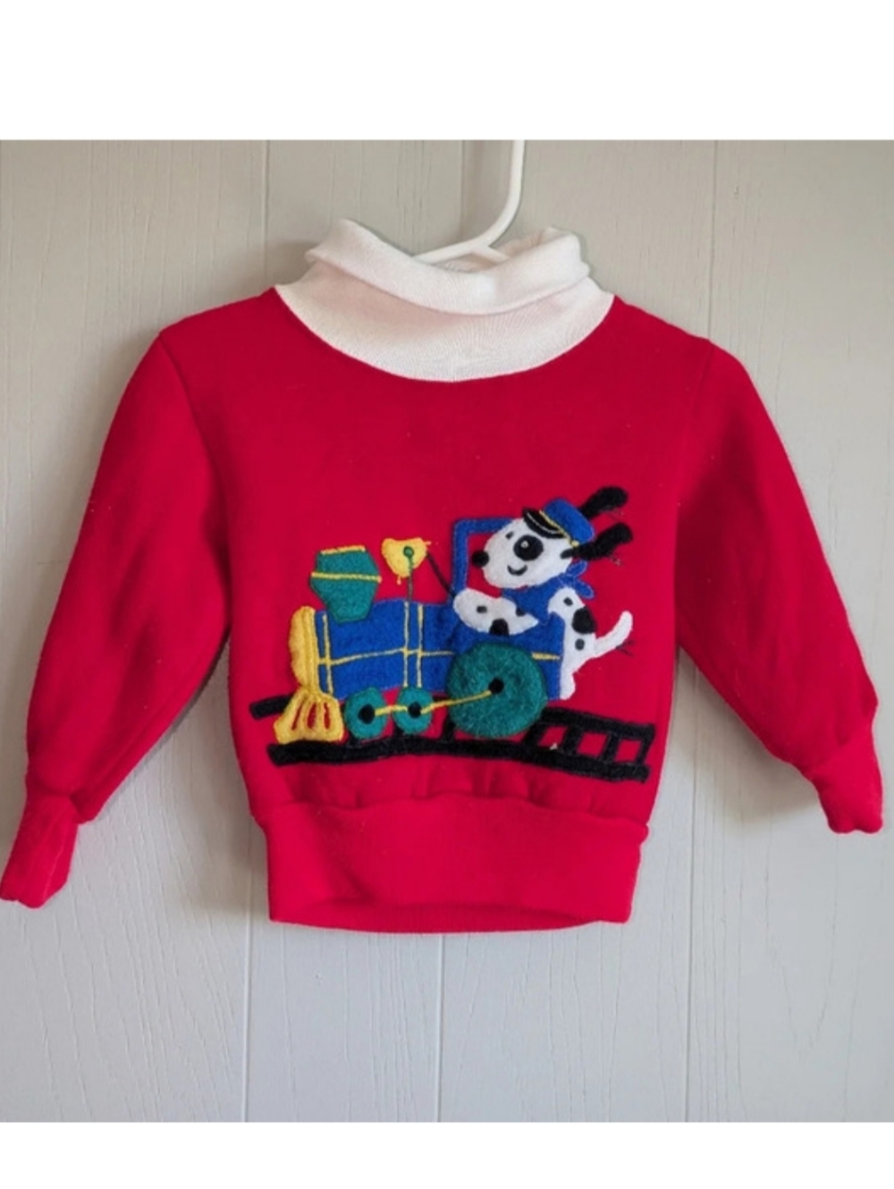 Toy Box Vintage 90s Train Dog Christmas Sweatshirt Red‎ Toddler 18M Holiday